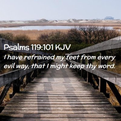 Picture 02 - Psalms 119:101 KJV - I have refrained my feet from every evil way, - Bible Verse Picture