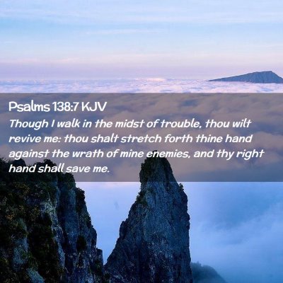 Picture 02 - Psalms 138:7 KJV - Though I walk in the midst of trouble, thou wilt - Bible Verse Picture