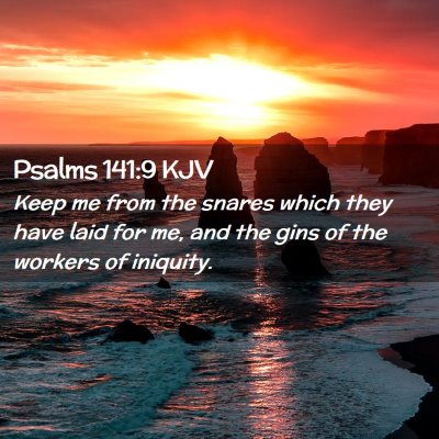 Picture 02 - Psalms 141:9 KJV - Keep me from the snares which they have laid for - Bible Verse Picture