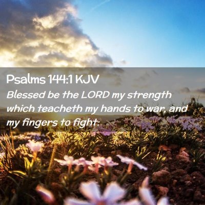 Picture 02 - Psalms 144:1 KJV - Blessed be the LORD my strength which teacheth my - Bible Verse Picture