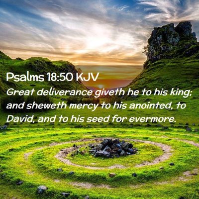 Picture 02 - Psalms 18:50 KJV - Great deliverance giveth he to his king; and - Bible Verse Picture