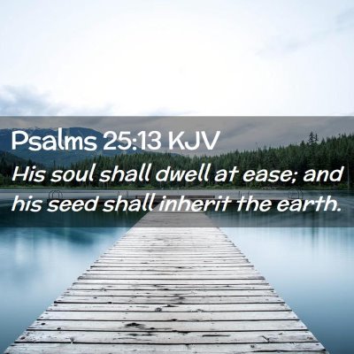 Picture 02 - Psalms 25:13 KJV - His soul shall dwell at ease; and his seed shall - Bible Verse Picture