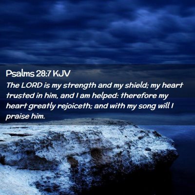 Picture 02 - Psalms 28:7 KJV - The LORD is my strength and my shield; my heart - Bible Verse Picture