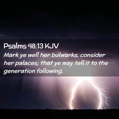 Picture 02 - Psalms 48:13 KJV - Mark ye well her bulwarks, consider her palaces; - Bible Verse Picture