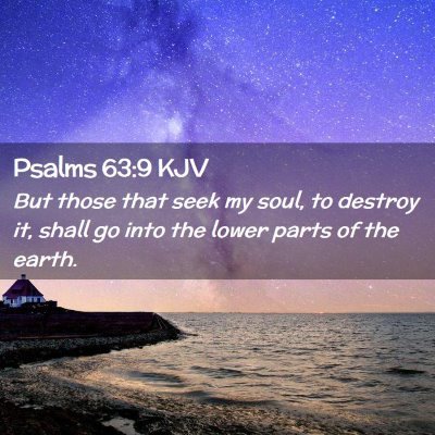 Picture 02 - Psalms 63:9 KJV - But those that seek my soul, to destroy it, shall - Bible Verse Picture