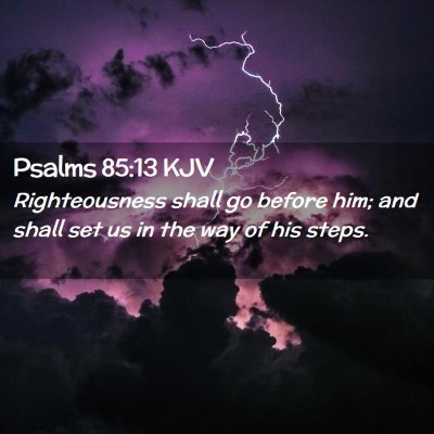 Picture 02 - Psalms 85:13 KJV - Righteousness shall go before him; and shall set - Bible Verse Picture