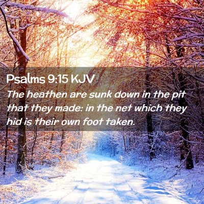 Picture 02 - Psalms 9:15 KJV - The heathen are sunk down in the pit that they - Bible Verse Picture