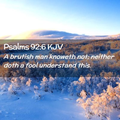 Picture 02 - Psalms 92:6 KJV - A brutish man knoweth not; neither doth a fool - Bible Verse Picture