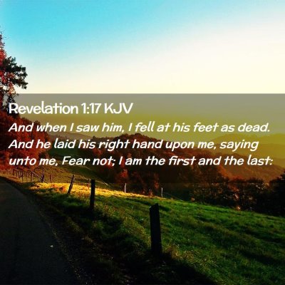 Picture 02 - Revelation 1:17 KJV - And when I saw him, I fell at his feet as dead. - Bible Verse Picture