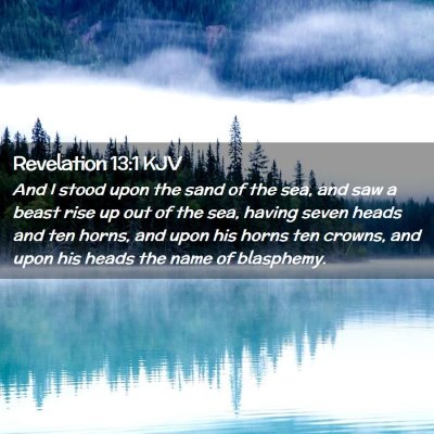 Picture 02 - Revelation 13:1 KJV - And I stood upon the sand of the sea, and saw a - Bible Verse Picture