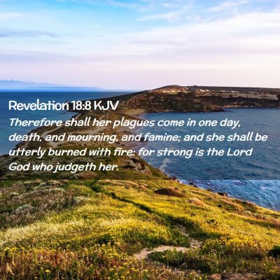Picture 02 - Revelation 18:8 KJV - Therefore shall her plagues come in one day, - Bible Verse Picture