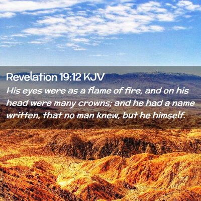 Picture 02 - Revelation 19:12 KJV - His eyes were as a flame of fire, and on his head - Bible Verse Picture