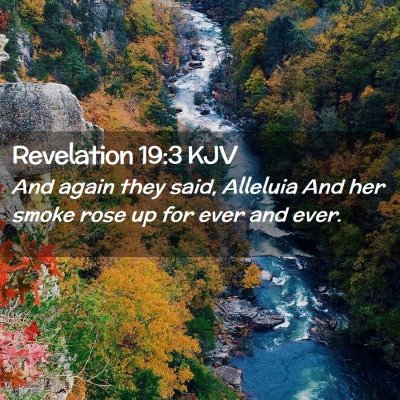 Picture 02 - Revelation 19:3 KJV - And again they said, Alleluia And her smoke rose - Bible Verse Picture