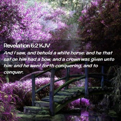 Picture 02 - Revelation 6:2 KJV - And I saw, and behold a white horse: and he that - Bible Verse Picture