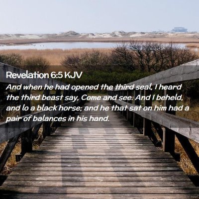 Picture 02 - Revelation 6:5 KJV - And when he had opened the third seal, I heard - Bible Verse Picture