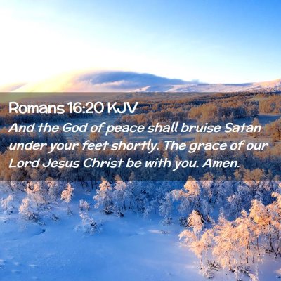 Picture 02 - Romans 16:20 KJV - And the God of peace shall bruise Satan under - Bible Verse Picture