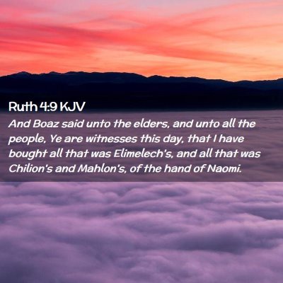 Picture 02 - Ruth 4:9 KJV - And Boaz said unto the elders, and unto all the - Bible Verse Picture