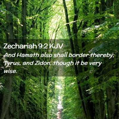 Picture 02 - Zechariah 9:2 KJV - And Hamath also shall border thereby; Tyrus, and - Bible Verse Picture