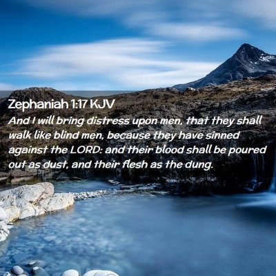 Picture 02 - Zephaniah 1:17 KJV - And I will bring distress upon men, that they - Bible Verse Picture