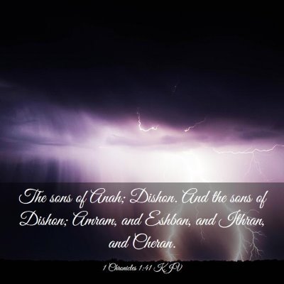 Picture 03 - 1 Chronicles 1:41 KJV - The sons of Anah; Dishon. And the sons of Dishon; - Bible Verse Picture