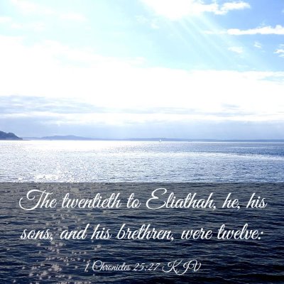 Picture 03 - 1 Chronicles 25:27 KJV - The twentieth to Eliathah, he, his sons, and his - Bible Verse Picture