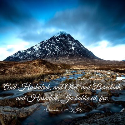 Picture 03 - 1 Chronicles 3:20 KJV - And Hashubah, and Ohel, and Berechiah, and - Bible Verse Picture