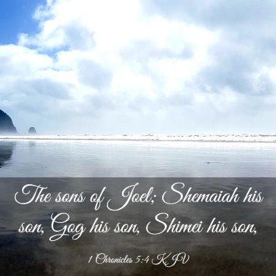 Picture 03 - 1 Chronicles 5:4 KJV - The sons of Joel; Shemaiah his son, Gog his son, - Bible Verse Picture