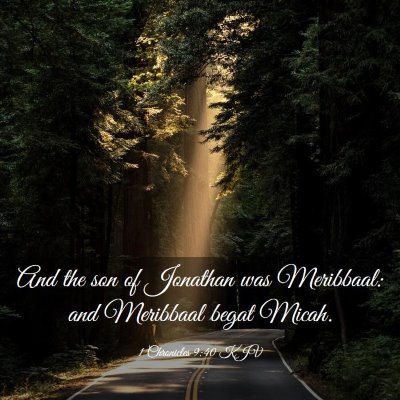 Picture 03 - 1 Chronicles 9:40 KJV - And the son of Jonathan was Meribbaal: and - Bible Verse Picture