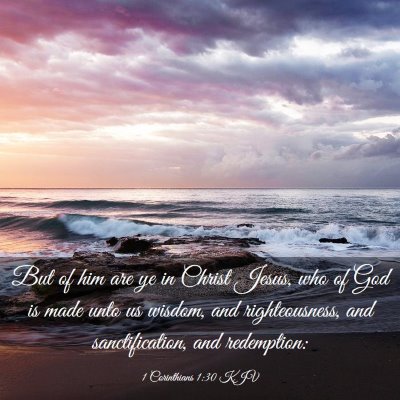 Picture 03 - 1 Corinthians 1:30 KJV - But of him are ye in Christ Jesus, who of God is - Bible Verse Picture