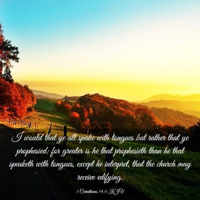 Picture 03 - 1 Corinthians 14:5 KJV - I would that ye all spake with tongues but rather - Bible Verse Picture