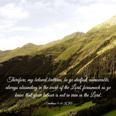 Picture 03 - 1 Corinthians 15:58 KJV - Therefore, my beloved brethren, be ye stedfast, - Bible Verse Picture