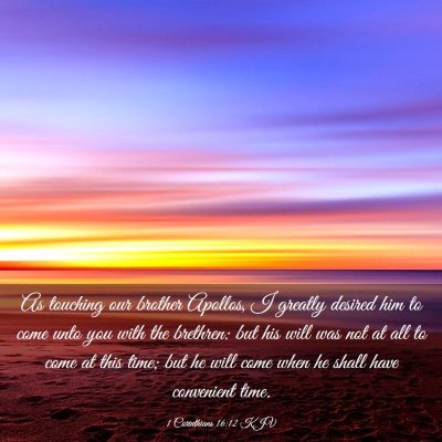 Picture 03 - 1 Corinthians 16:12 KJV - As touching our brother Apollos, I greatly - Bible Verse Picture