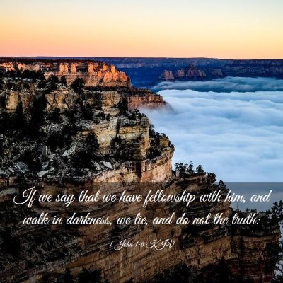 Picture 03 - 1 John 1:6 KJV - If we say that we have fellowship with him, and - Bible Verse Picture