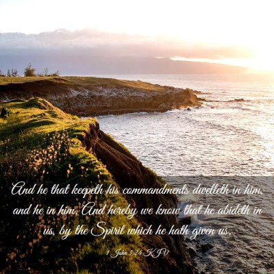 Picture 03 - 1 John 3:24 KJV - And he that keepeth his commandments dwelleth in - Bible Verse Picture