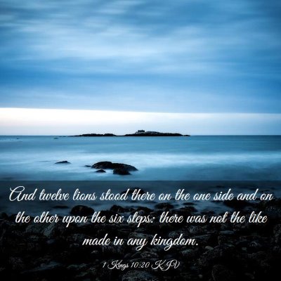 Picture 03 - 1 Kings 10:20 KJV - And twelve lions stood there on the one side and - Bible Verse Picture