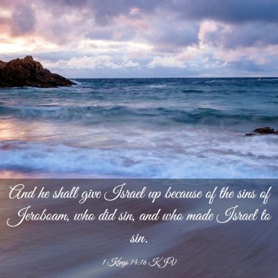 Picture 03 - 1 Kings 14:16 KJV - And he shall give Israel up because of the sins - Bible Verse Picture