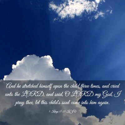 Picture 03 - 1 Kings 17:21 KJV - And he stretched himself upon the child three - Bible Verse Picture