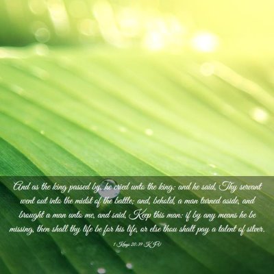 Picture 03 - 1 Kings 20:39 KJV - And as the king passed by, he cried unto the - Bible Verse Picture