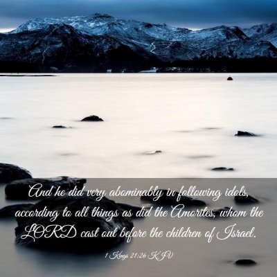 Picture 03 - 1 Kings 21:26 KJV - And he did very abominably in following idols, - Bible Verse Picture