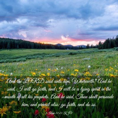 Picture 03 - 1 Kings 22:22 KJV - And the LORD said unto him, Wherewith? And he - Bible Verse Picture