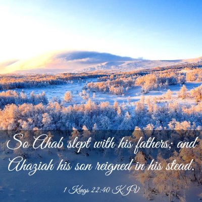 Picture 03 - 1 Kings 22:40 KJV - So Ahab slept with his fathers; and Ahaziah his - Bible Verse Picture
