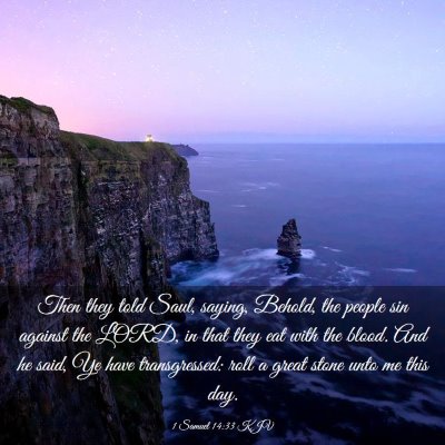 Picture 03 - 1 Samuel 14:33 KJV - Then they told Saul, saying, Behold, the people - Bible Verse Picture