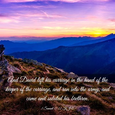 Picture 03 - 1 Samuel 17:22 KJV - And David left his carriage in the hand of the - Bible Verse Picture