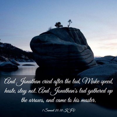 Picture 03 - 1 Samuel 20:38 KJV - And Jonathan cried after the lad, Make speed, - Bible Verse Picture