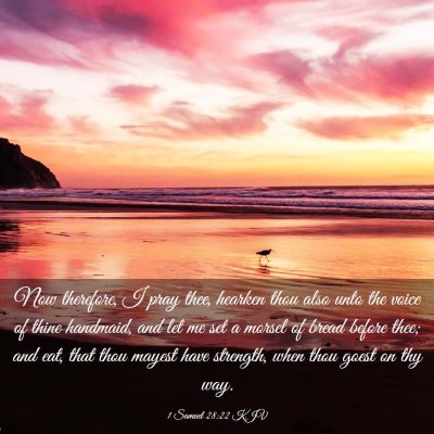 Picture 03 - 1 Samuel 28:22 KJV - Now therefore, I pray thee, hearken thou also - Bible Verse Picture