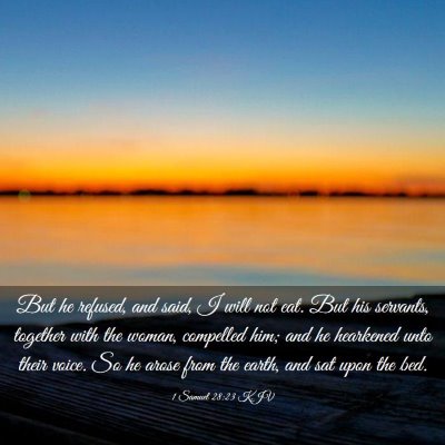 Picture 03 - 1 Samuel 28:23 KJV - But he refused, and said, I will not eat. But his - Bible Verse Picture