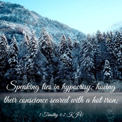 Picture 03 - 1 Timothy 4:2 KJV - Speaking lies in hypocrisy; having their - Bible Verse Picture