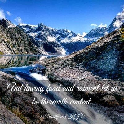 Picture 03 - 1 Timothy 6:8 KJV - And having food and raiment let us be therewith - Bible Verse Picture