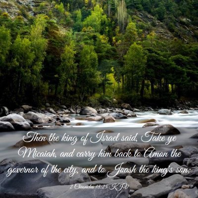 Picture 03 - 2 Chronicles 18:25 KJV - Then the king of Israel said, Take ye Micaiah, - Bible Verse Picture