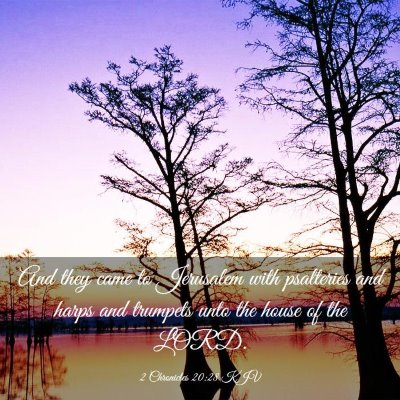 Picture 03 - 2 Chronicles 20:28 KJV - And they came to Jerusalem with psalteries and - Bible Verse Picture